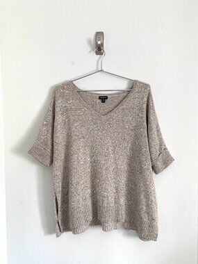 Torrid Taupe Marled Knit V-Neck Tunic Sweater Side Slit Size 0